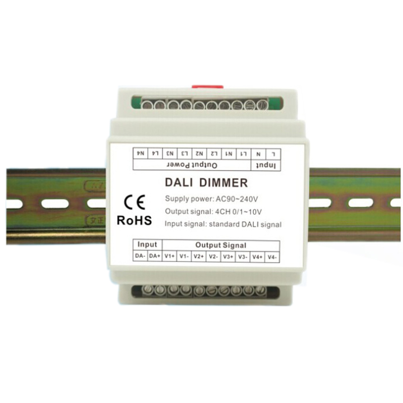 DL109 4 Channel Guide Rail DALI/0-10V Dimmer, LED/DALI Low Voltage Controller